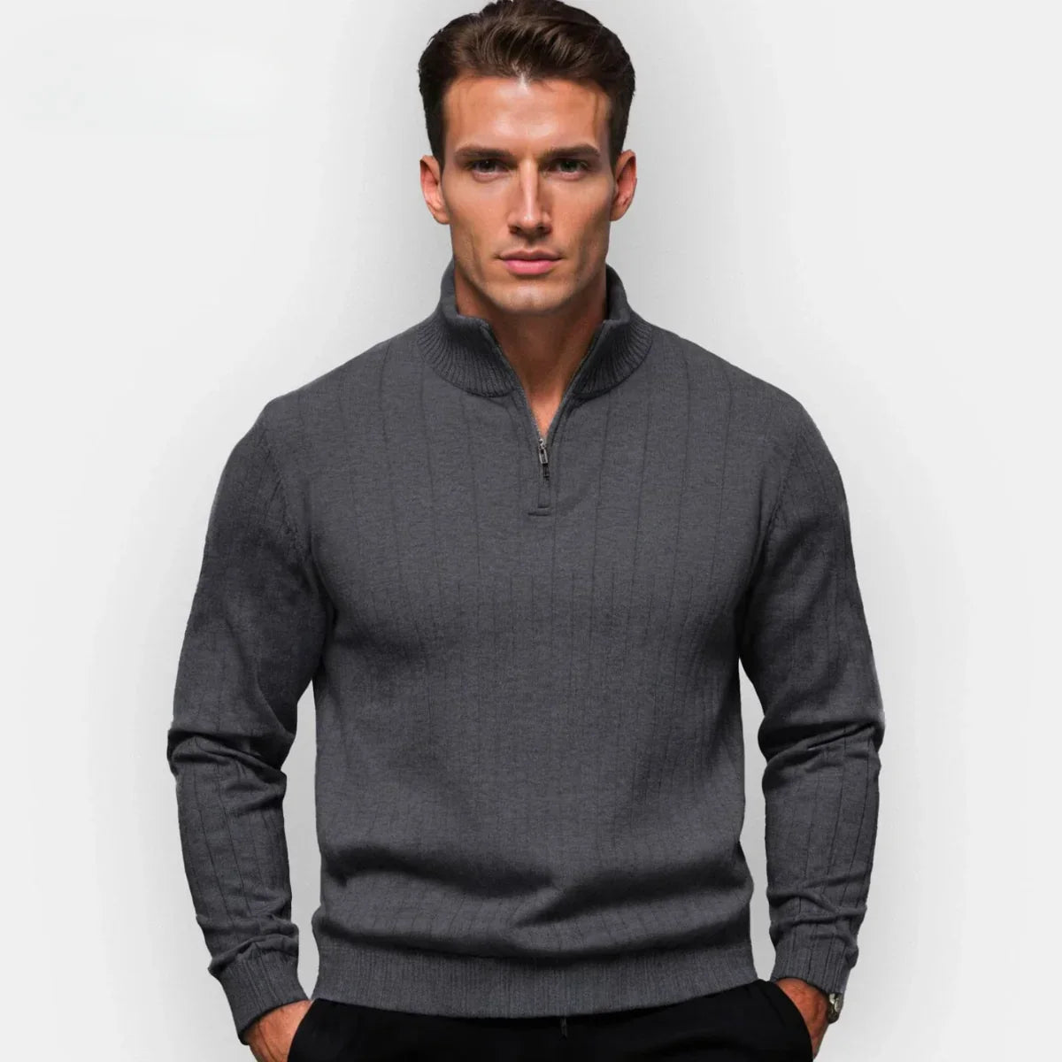 Pull en maille zippé pour homme – pull zippé en soldes