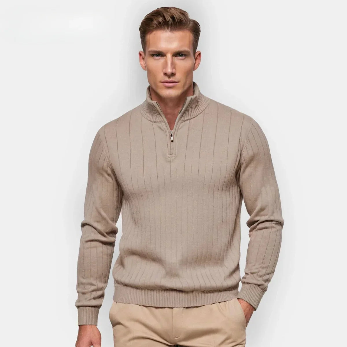 Pull en maille zippé pour homme – pull zippé en soldes
